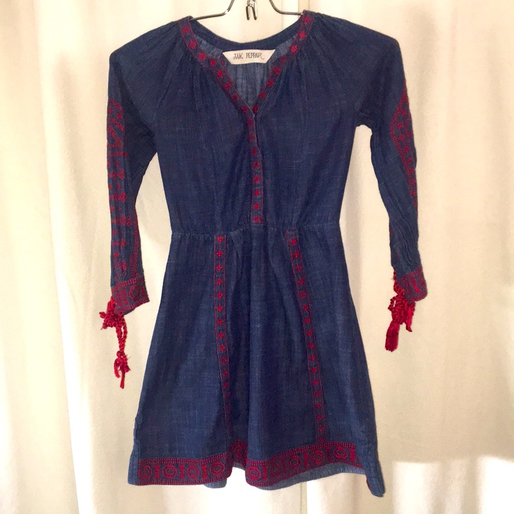 Jack Peppar Embroidered Denim Longsleeved Dress